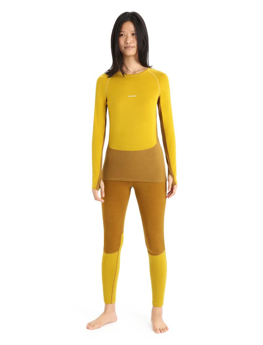 One Piece & Sets Icebreaker 200 ZoneKnit™ Merino Long Sleeve Crewe Damskie Złote | PL 1142KORI